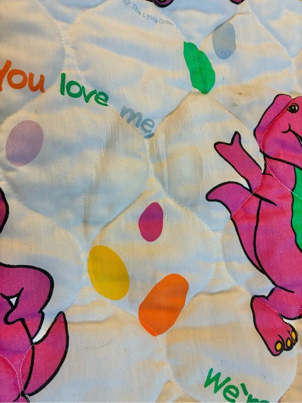 Vintage Barney Dinosaur Dream Baby Crib Blanket Y2K I Love You  54” X 41”